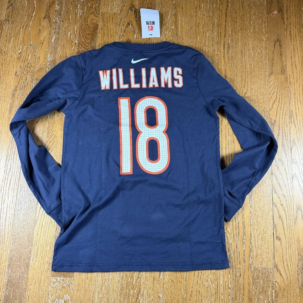Chicago Bears Shirt Boys Large Blue NFL Football Caleb Williams Nike Long Sleeve